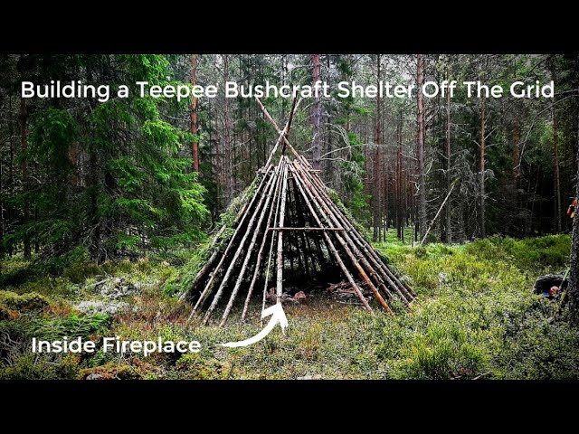 Building a Tipi / Wickiup Bushcraft Shelter - Full Build - YouTube