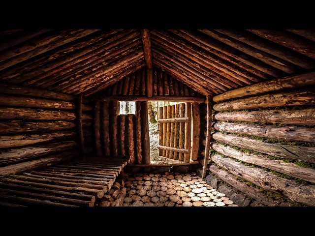 Building a Bushcraft Log Cabin for Survival | Catch & Cook | Start to Finish (Extended Version) - YouTube