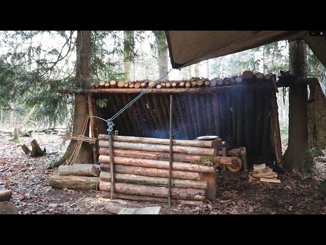 Lean To Camp Bushcraft Shelter Build | Part 3 - YouTube